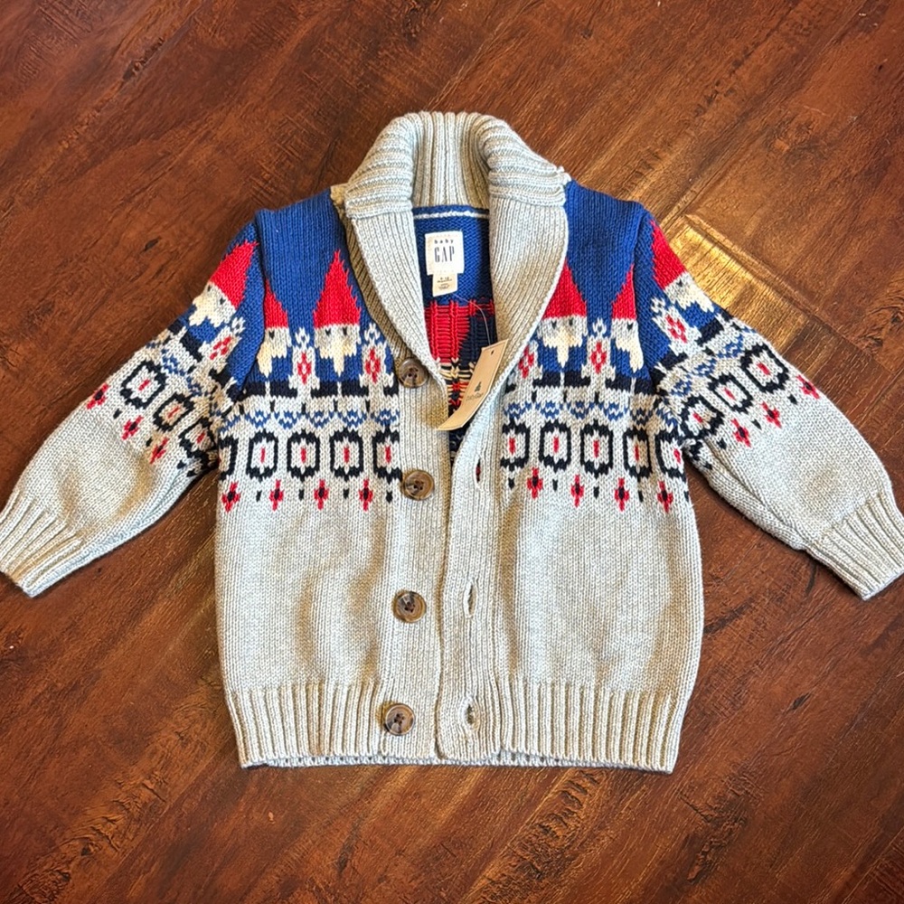 GAP baby Gnome Patterned Cardigan 6-12m